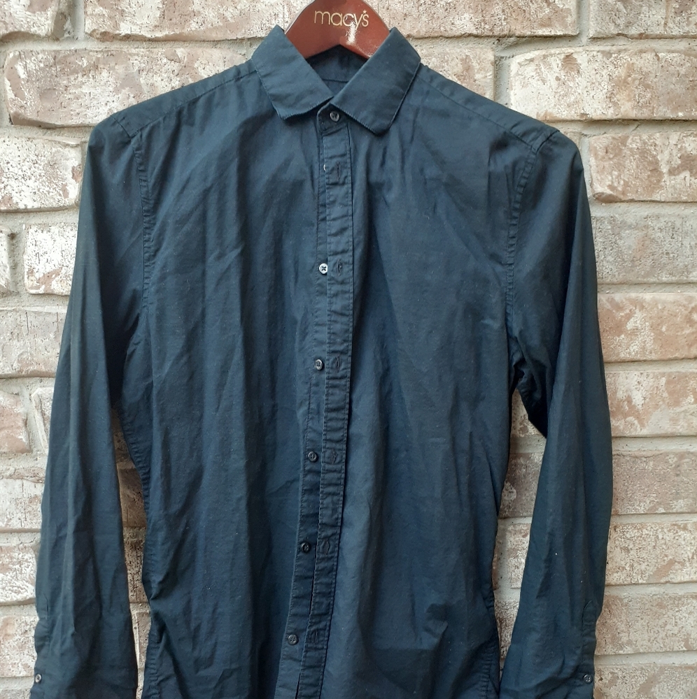 Casual black button down.